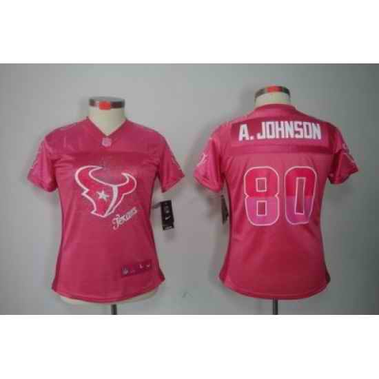 Women Nike Houston Texans #80 Andre Johnson Pink Color[2012 FEM FAN Elite Jersey]